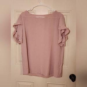 Shein Pink Ruffle Short Sleeve Top Size Large
